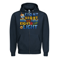 Navy eight night and eight light for hanukkah Zipper Hoodie - AdoDesignShop