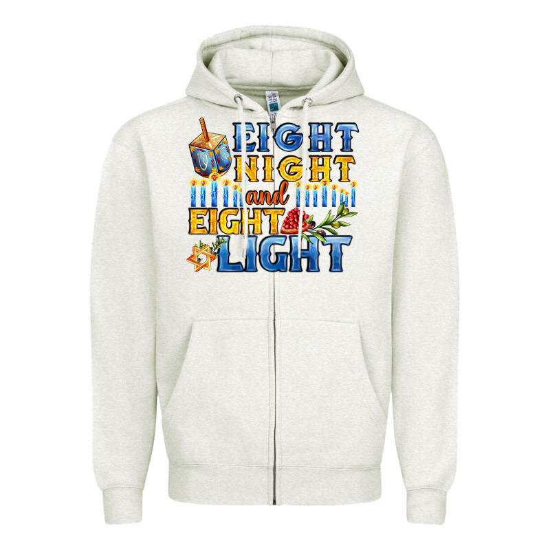 Eight Night And Eight Light For Hanukkah Zipper Hoodie by AdoDesignShop | Teevron