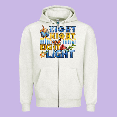 Eight Night And Eight Light For Hanukkah Zipper Hoodie Designed By Adodesignshop