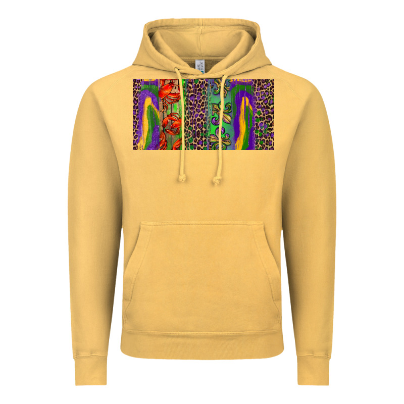Mardi Gras Brushstrokes Crawfish Fleur De Lis Vintage Hoodie by RanaPortraitStore | Teevron