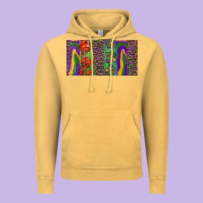 Vintage Hoodie Mardi gras brushstrokes crawfish fleur de lis