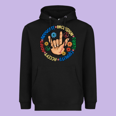 Advocate Inclusion Equity Equality Accept Adapt Heavyweight Hoodie Designed By Maliassmallbusiness