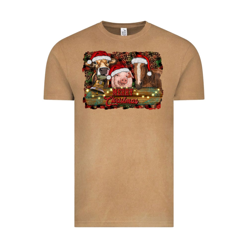 Merry Christmas Farm Animals Vintage Tee by RanaPortraitStore | Teevron