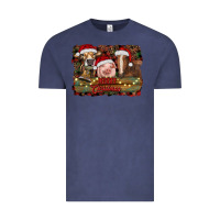Vintage Denim merry christmas farm animals Vintage Tee - RanaPortraitStore