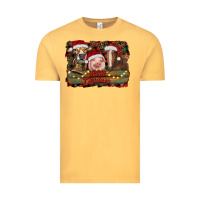 Vintage Mustard merry christmas farm animals Vintage Tee - RanaPortraitStore