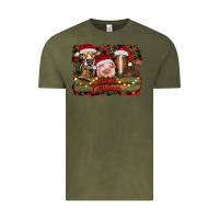 Vintage Olive merry christmas farm animals Vintage Tee - RanaPortraitStore