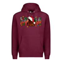 Burgundy Western Mom With Woman In Santa Hat Premium Hoodie - BundleAndBundleShop