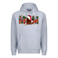 Heather Grey Western Mom With Woman In Santa Hat Premium Hoodie - BundleAndBundleShop