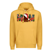 Mustard Western Mom With Woman In Santa Hat Premium Hoodie - BundleAndBundleShop
