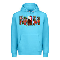 Ocean Blue Western Mom With Woman In Santa Hat Premium Hoodie - BundleAndBundleShop