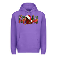 Purple Western Mom With Woman In Santa Hat Premium Hoodie - BundleAndBundleShop