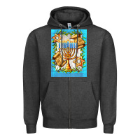 Charcoal Heather candlestick with parchment Zipper Hoodie - AdoDesignShop