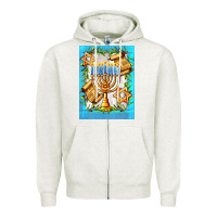 Oatmeal Heather candlestick with parchment Zipper Hoodie - AdoDesignShop