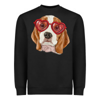 Black beagle with love glasses Heavyweight Sweatshirt - RanaPortraitStore