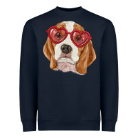 Navy beagle with love glasses Heavyweight Sweatshirt - RanaPortraitStore