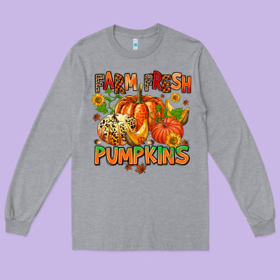 Farm Fresh Pupkins Long Sleeve Tee Designed By Adodesignshop