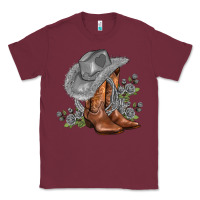 Burgundy gray cowgirl and roses Classic Tee - AdoDesignShop