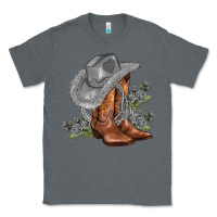 Charcoal Heather gray cowgirl and roses Classic Tee - AdoDesignShop