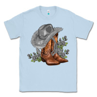 Dusty Blue gray cowgirl and roses Classic Tee - AdoDesignShop
