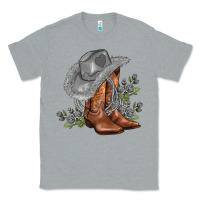 Heather Grey gray cowgirl and roses Classic Tee - AdoDesignShop