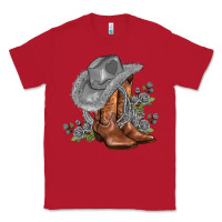 Red gray cowgirl and roses Classic Tee - AdoDesignShop