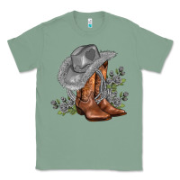 Sage gray cowgirl and roses Classic Tee - AdoDesignShop