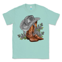 Seafoam gray cowgirl and roses Classic Tee - AdoDesignShop