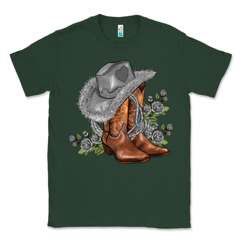 Gray Cowgirl And Roses Classic Tee by AdoDesignShop | Teevron