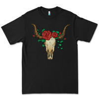 Black bull skull with roses Premium Tee - Artiststas