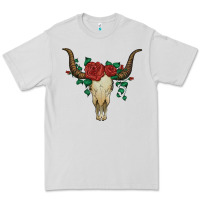 Dove Grey bull skull with roses Premium Tee - Artiststas