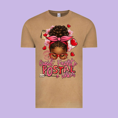 Cupid's Favorite Postal Worker Afro Messy Bun Vintage Tee Designed By Texasbilliewilder