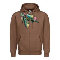 Chestnut sea turtle with lotus Zipper Hoodie - Artiststas