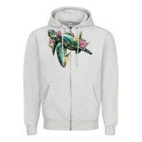 Sea Turtle With Lotus Zipper Hoodie | Teevron