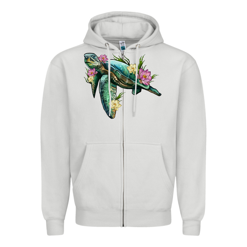 Sea Turtle With Lotus Zipper Hoodie by Artiststas | Teevron