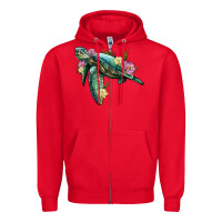 Red sea turtle with lotus Zipper Hoodie - Artiststas