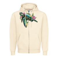 Sandshell sea turtle with lotus Zipper Hoodie - Artiststas