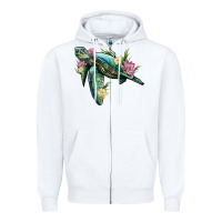 White sea turtle with lotus Zipper Hoodie - Artiststas