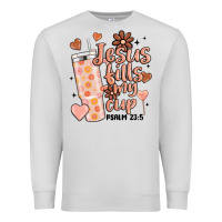 Dove Grey valentine jesus fills my cup Premium Sweatshirt - MaliasSmallBusiness
