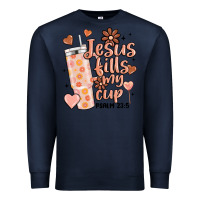 Navy valentine jesus fills my cup Premium Sweatshirt - MaliasSmallBusiness
