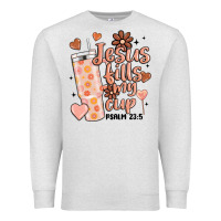 Oatmeal Heather valentine jesus fills my cup Premium Sweatshirt - MaliasSmallBusiness