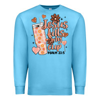 Ocean Blue valentine jesus fills my cup Premium Sweatshirt - MaliasSmallBusiness