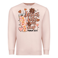Pale Pink valentine jesus fills my cup Premium Sweatshirt - MaliasSmallBusiness