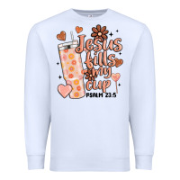 White valentine jesus fills my cup Premium Sweatshirt - MaliasSmallBusiness