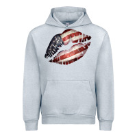 Heather Grey American Flag Lips Urban Hoodie - Bettercallsaul