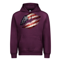 Mauve Wine American Flag Lips Urban Hoodie - Bettercallsaul