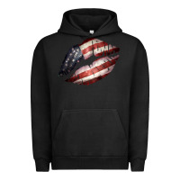 Pigment Black American Flag Lips Urban Hoodie - Bettercallsaul