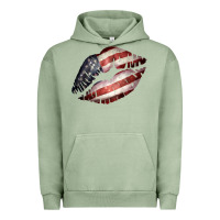 Pigment Oil Green American Flag Lips Urban Hoodie - Bettercallsaul
