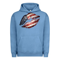 Pigment Pebble Blue American Flag Lips Urban Hoodie - Bettercallsaul