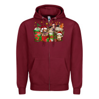 Burgundy christmas cows coffee Zipper Hoodie - Jasminsmagicworld