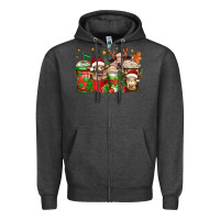 Charcoal Heather christmas cows coffee Zipper Hoodie - Jasminsmagicworld